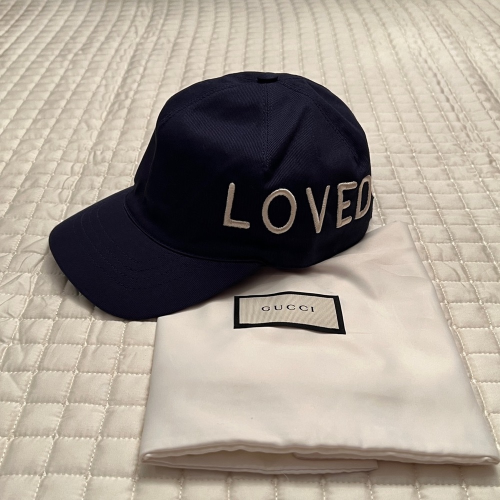 Gucci Blue Canvas Baseball Logo  L 59 LOVED HAT - Picture 4 of 7